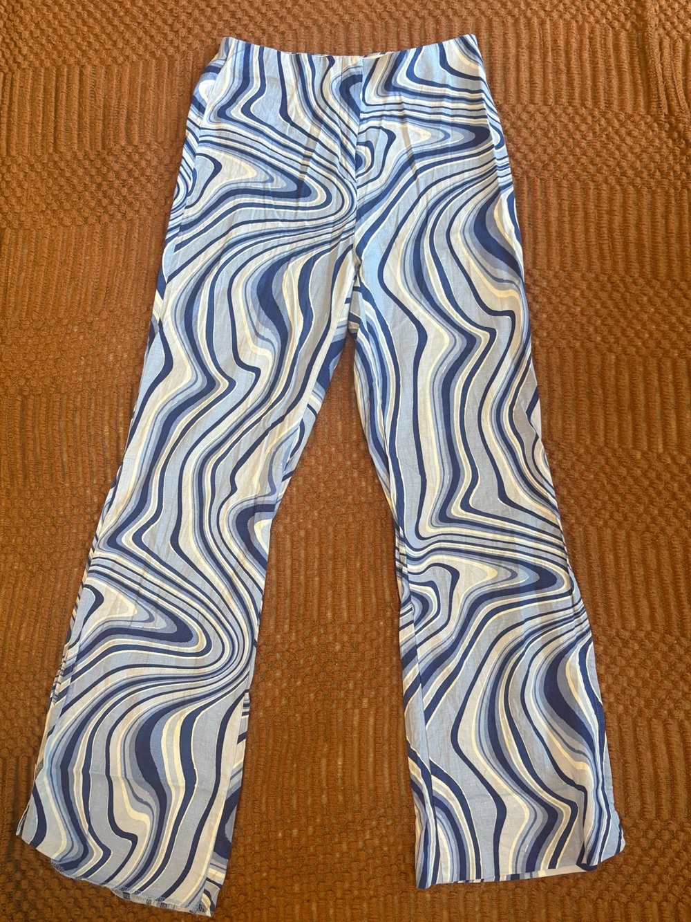 Zara Abstract Swirl Flare Pants – Size M